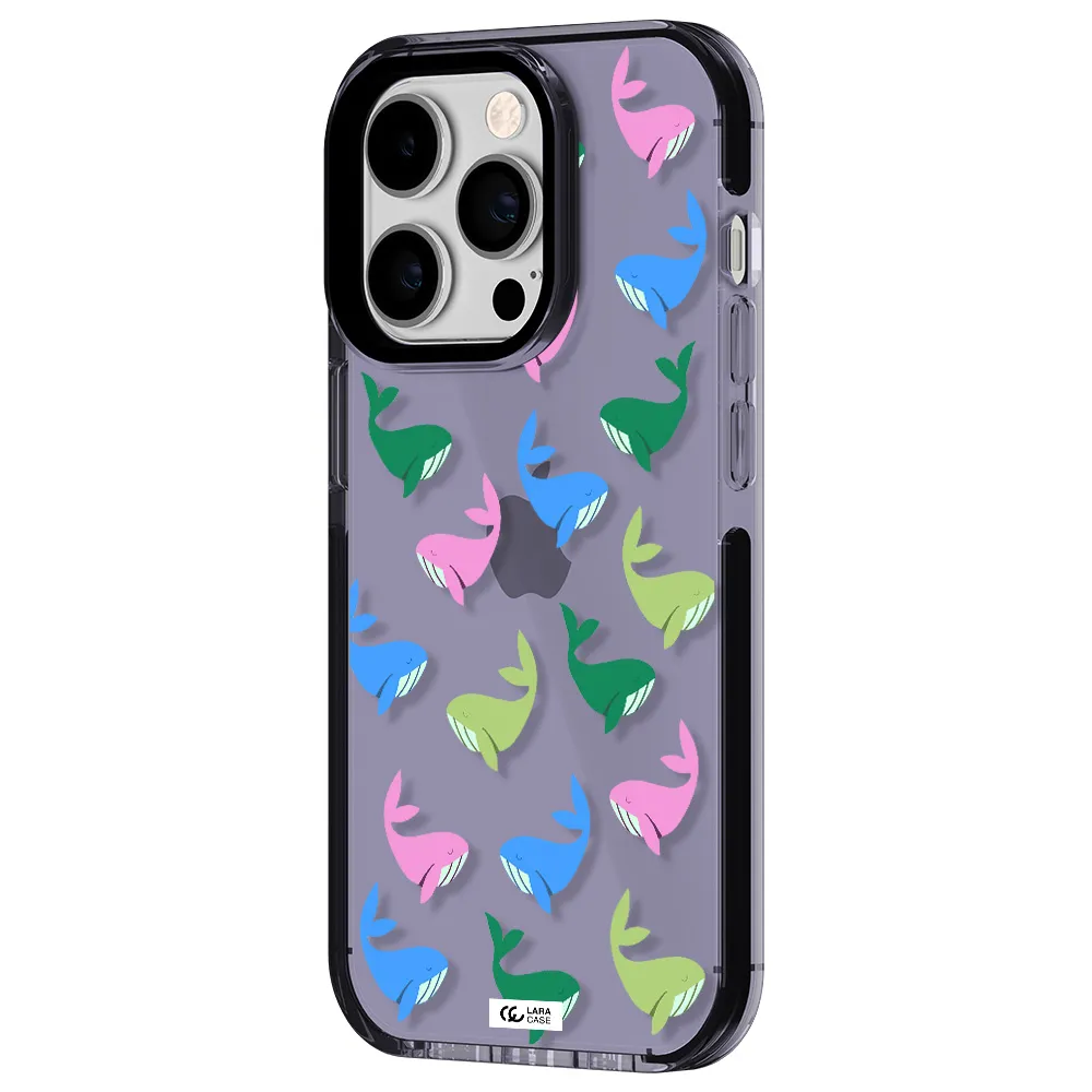 Colorful Whales Apple iPhone 14 pro impact Lilac Case