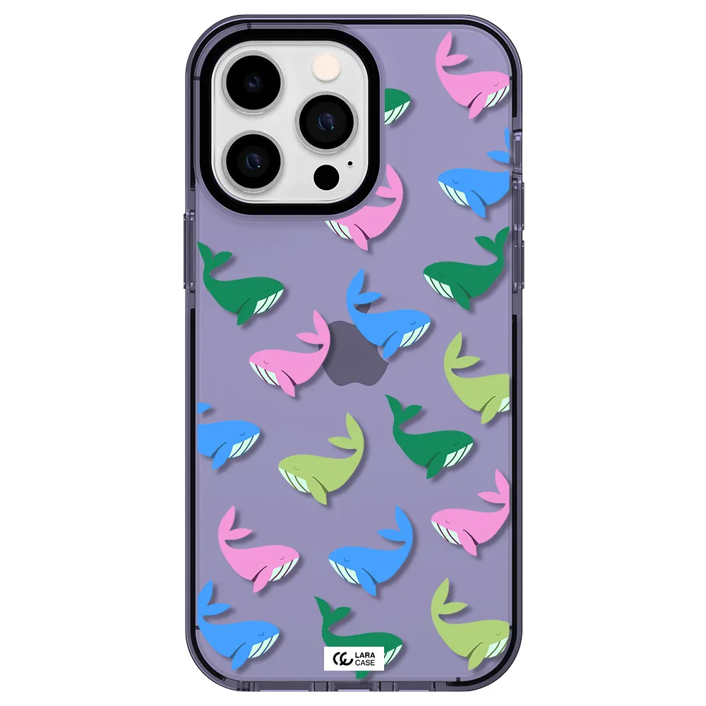 Colorful Whales Apple iPhone 14 pro max impact Lilac Case