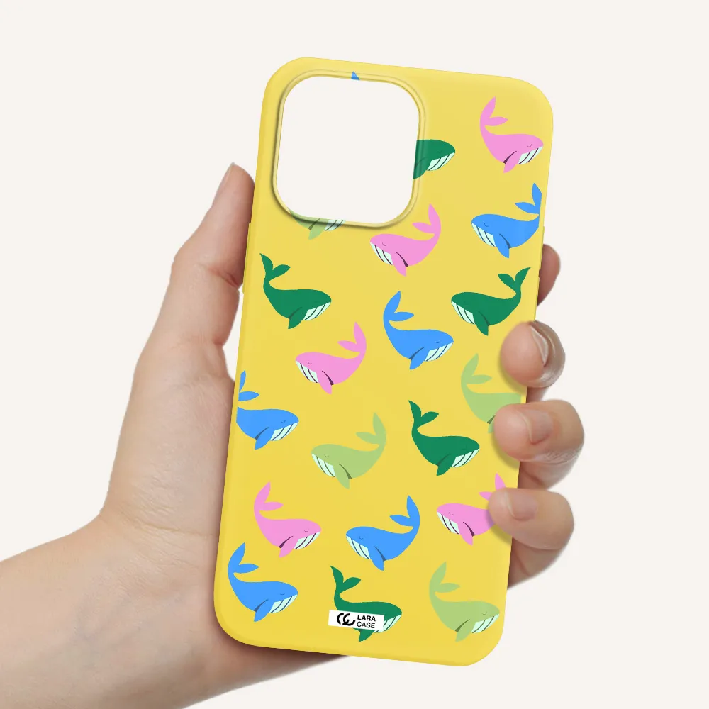 Colorful Whales Apple iPhone 14 pro max Silicone canary yellow Case