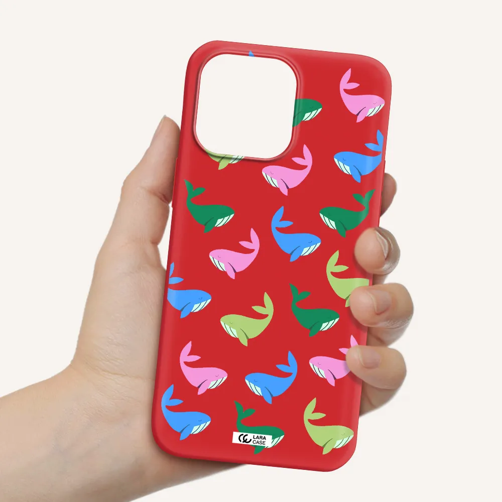 Colorful Whales Apple iPhone 14 pro max Silicone Imperial Red Case