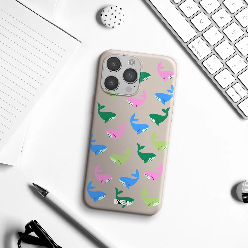 Colorful Whales Apple iPhone 14 pro max Silicone Stone Case