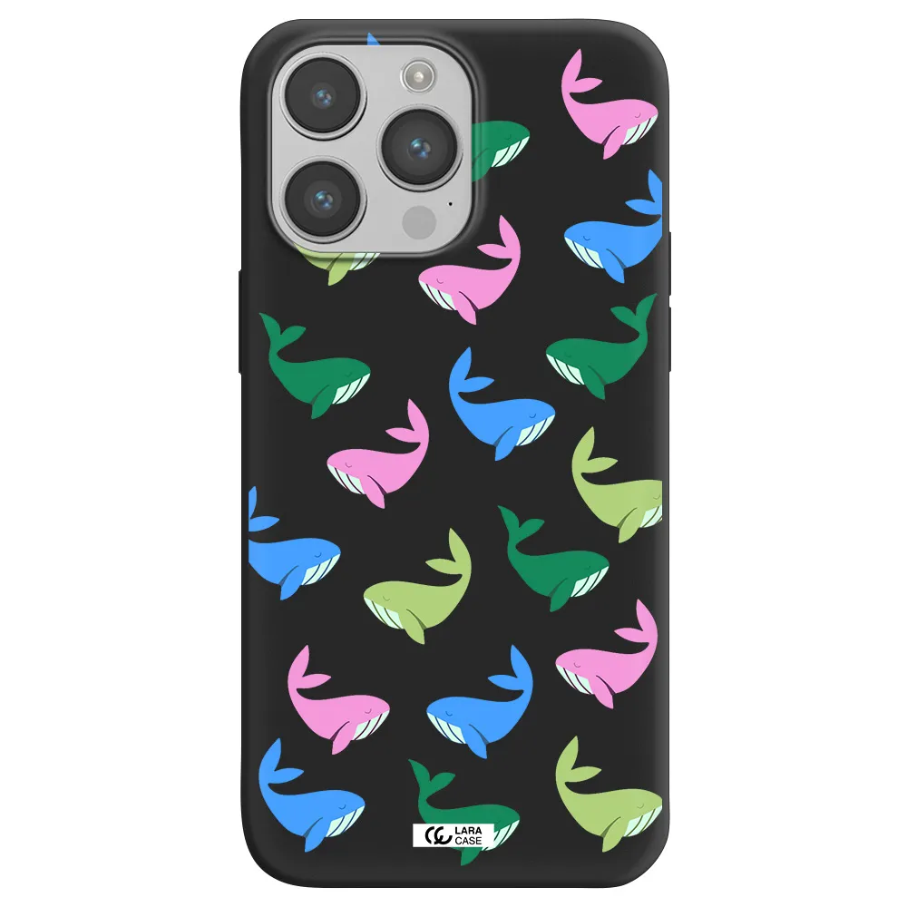 Colorful Whales Apple iPhone 14 pro Silicone black Case