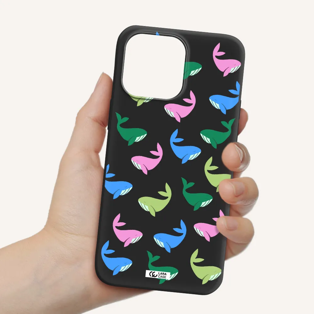 Colorful Whales Apple iPhone 14 pro Silicone black Case