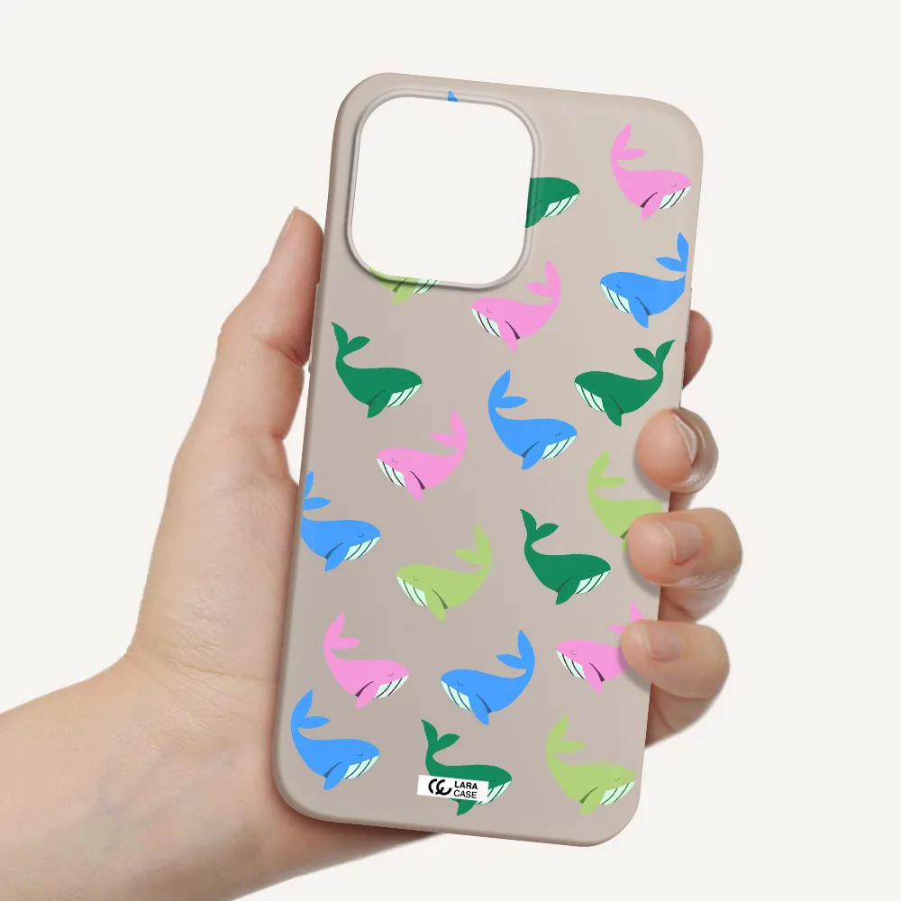 Colorful Whales Apple iPhone 14 pro Silicone Stone Case