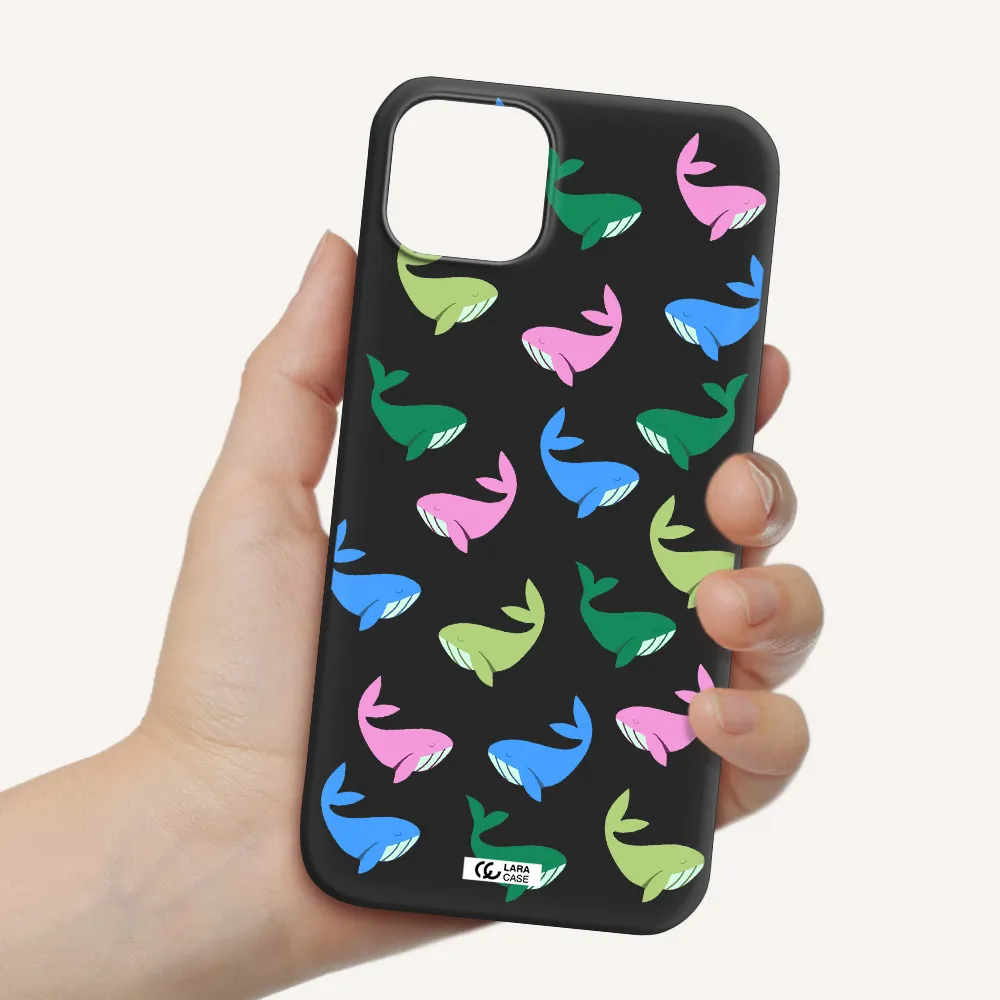 Colorful Whales Apple iPhone 14 Silicone black Case