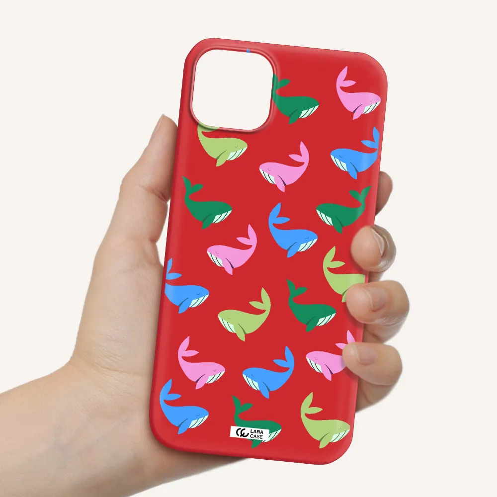 Colorful Whales Apple iPhone 14 Silicone Imperial Red Case