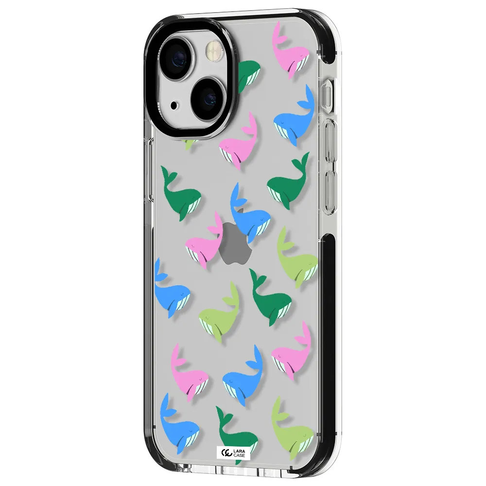 Colorful Whales Apple iPhone 15 impact black border Case