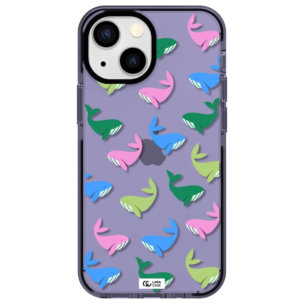 Colorful Whales Apple iPhone 15 impact Lilac Case