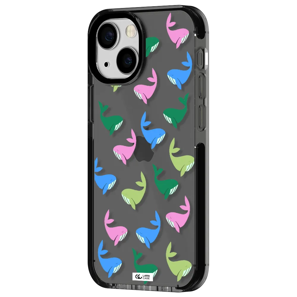 Colorful Whales Apple iPhone 15 impact Smoke Black Case