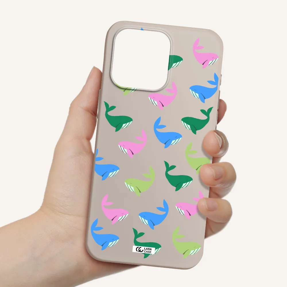Colorful Whales Apple Iphone 15 Pro max Silicone Stone Case