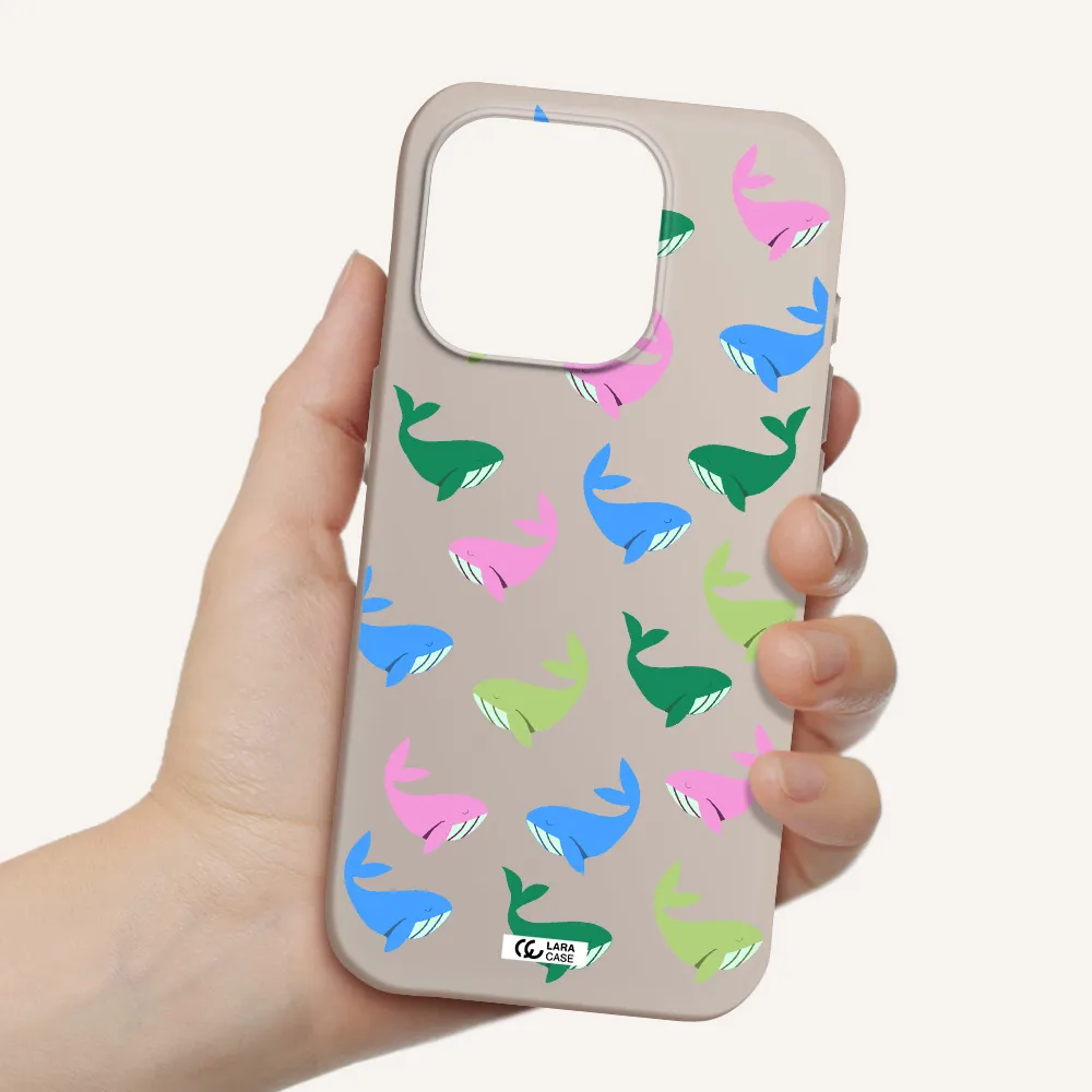 Colorful Whales Apple Iphone 15 Pro Silicone Stone Case