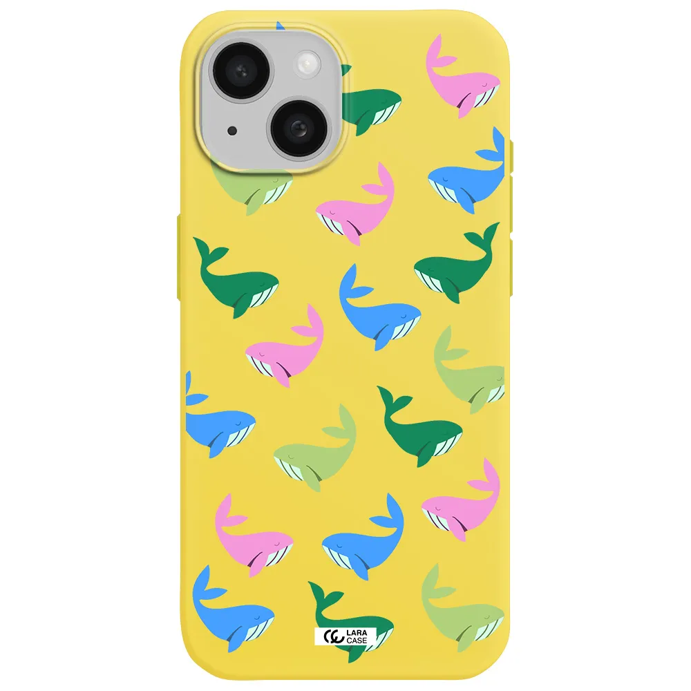 Colorful Whales Apple iPhone 15 Silicone canary yellow Case