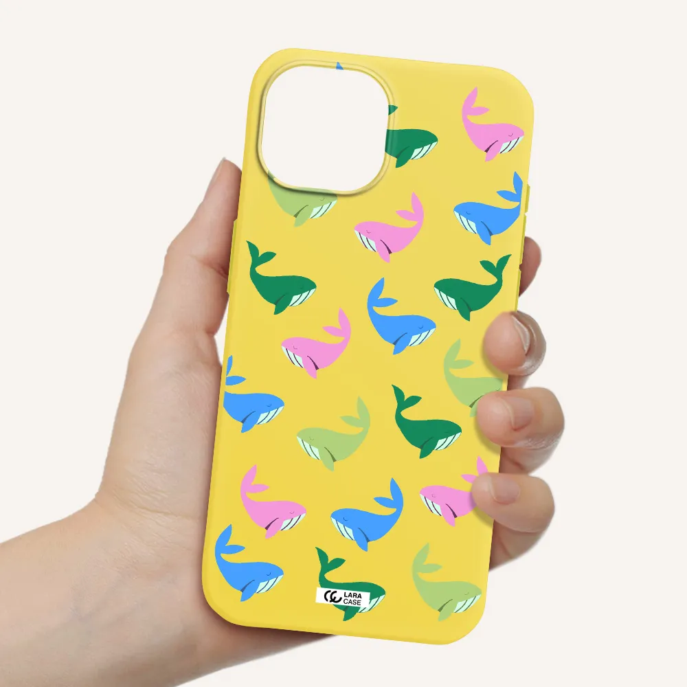 Colorful Whales Apple iPhone 15 Silicone canary yellow Case