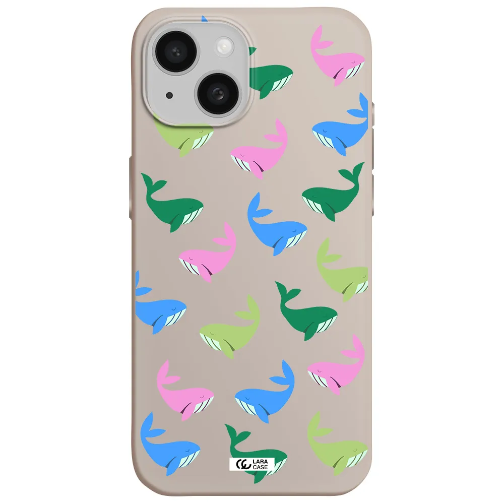 Colorful Whales Apple iPhone 15 Silicone Stone Case