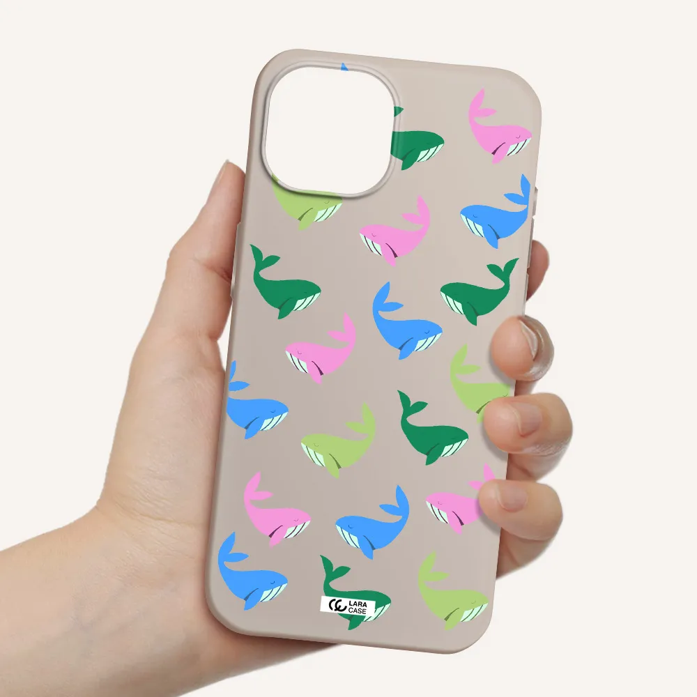 Colorful Whales Apple iPhone 15 Silicone Stone Case