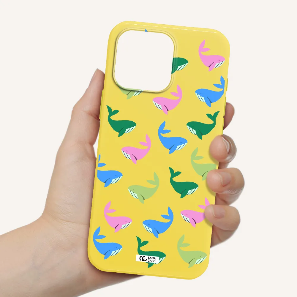 Colorful Whales Apple Iphone 16 Pro Max Silicone Canary Yellow Case