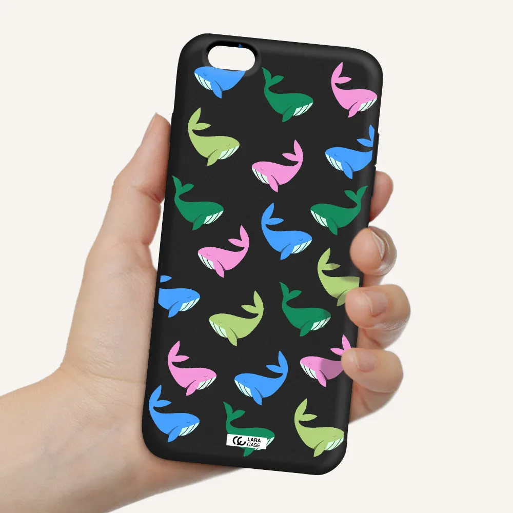 Colorful Whales Apple iPhone 6 plus Silicone black Case