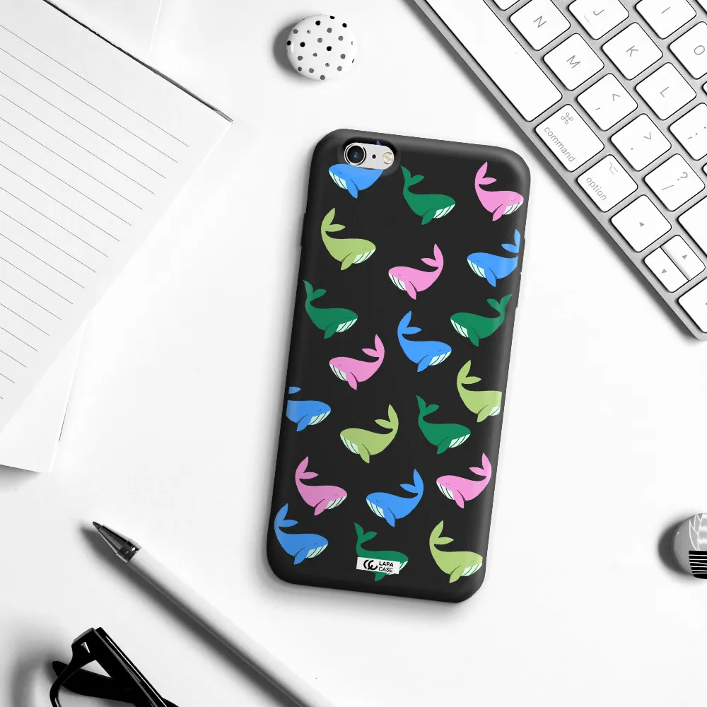 Colorful Whales Apple iPhone 6 plus Silicone black Case