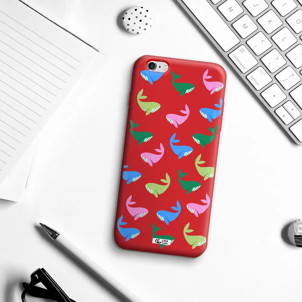 Colorful Whales Apple iPhone 6 plus Silicone Imperial Red Case