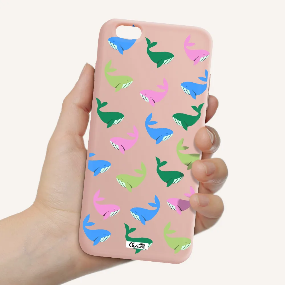Colorful Whales Apple iPhone 6 plus Silicone pastel pink Case