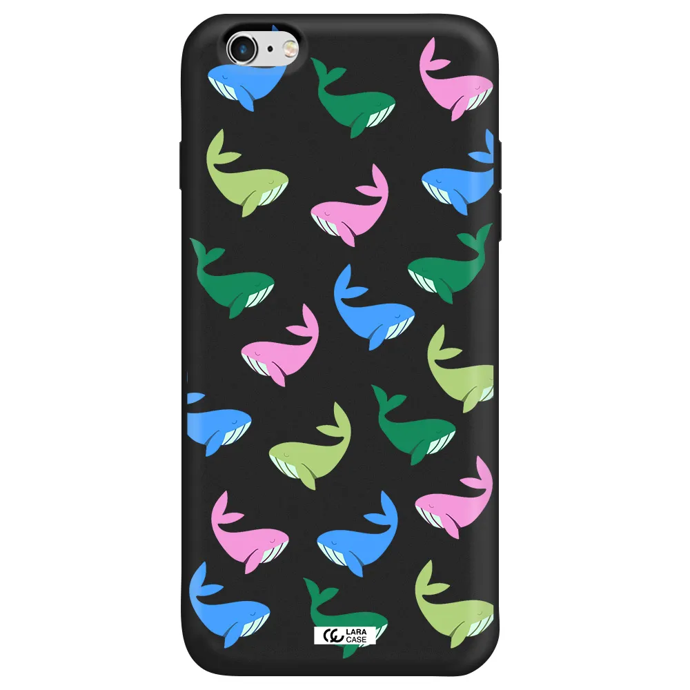 Colorful Whales Apple iPhone 6 s plus Silicone black Case