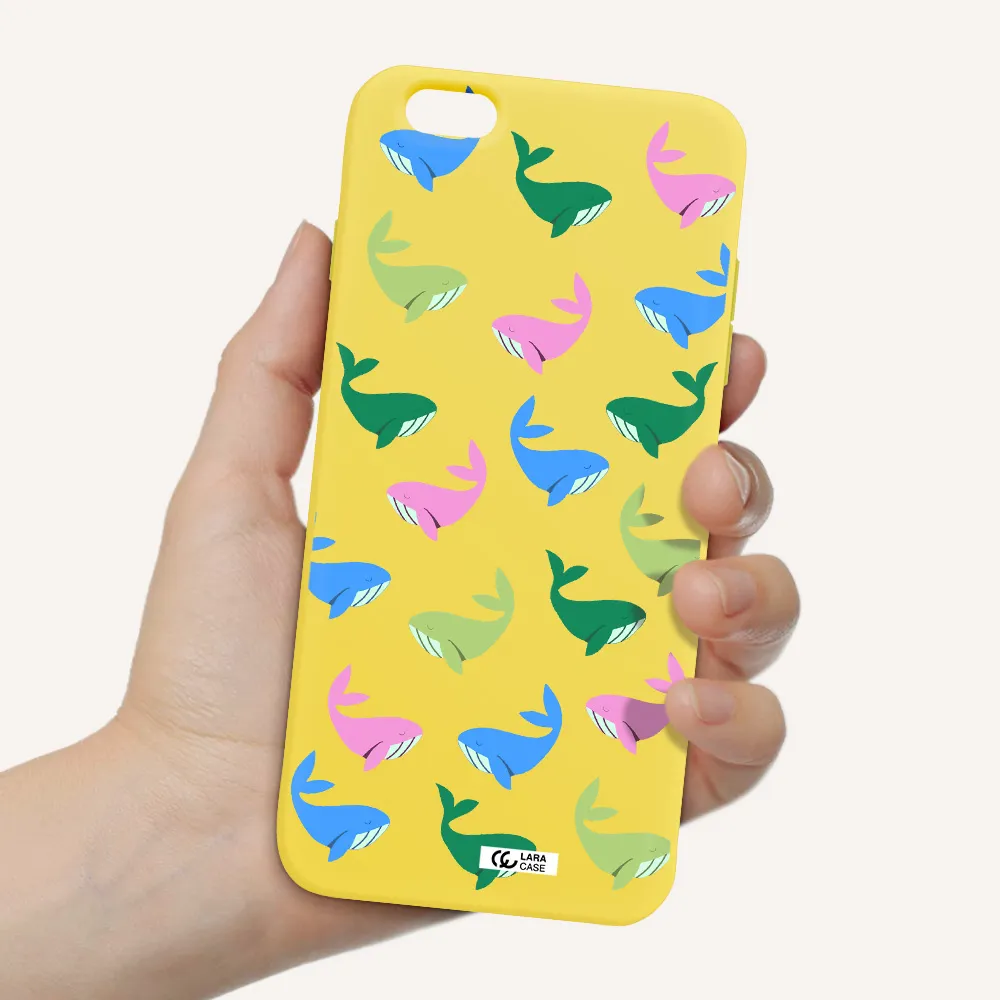 Colorful Whales Apple iPhone 6 s plus Silicone canary yellow Case