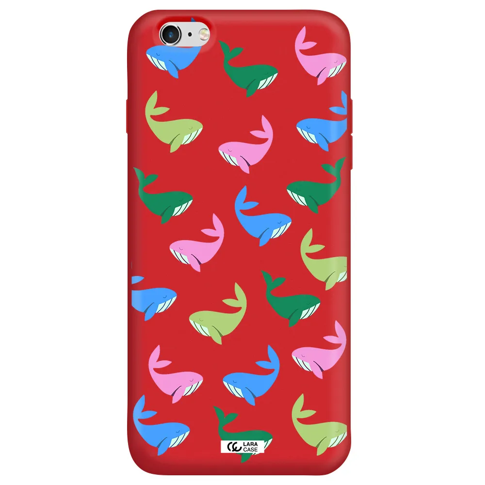 Colorful Whales Apple iPhone 6 s plus Silicone Imperial Red Case