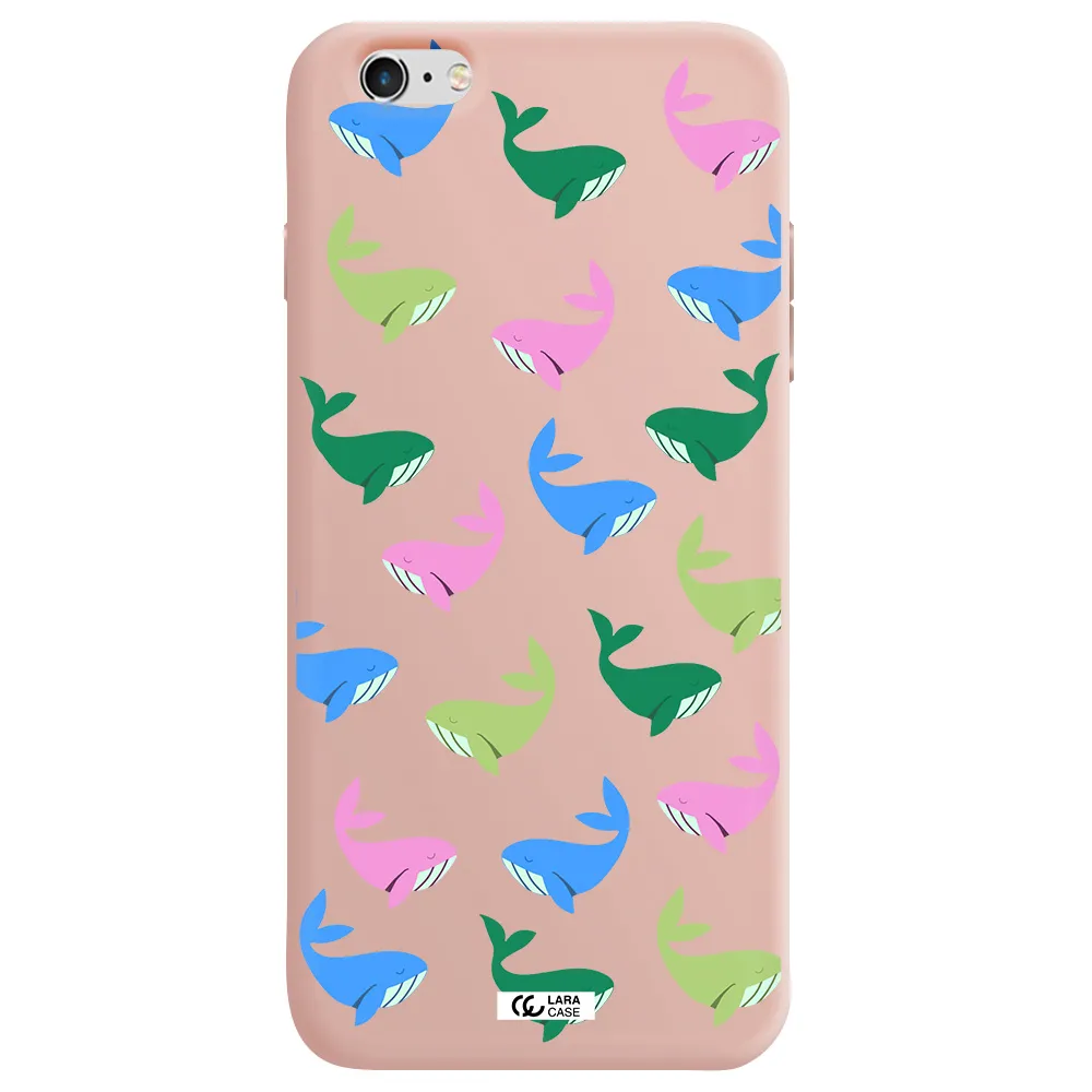 Colorful Whales Apple iPhone 6 s plus Silicone pastel pink Case