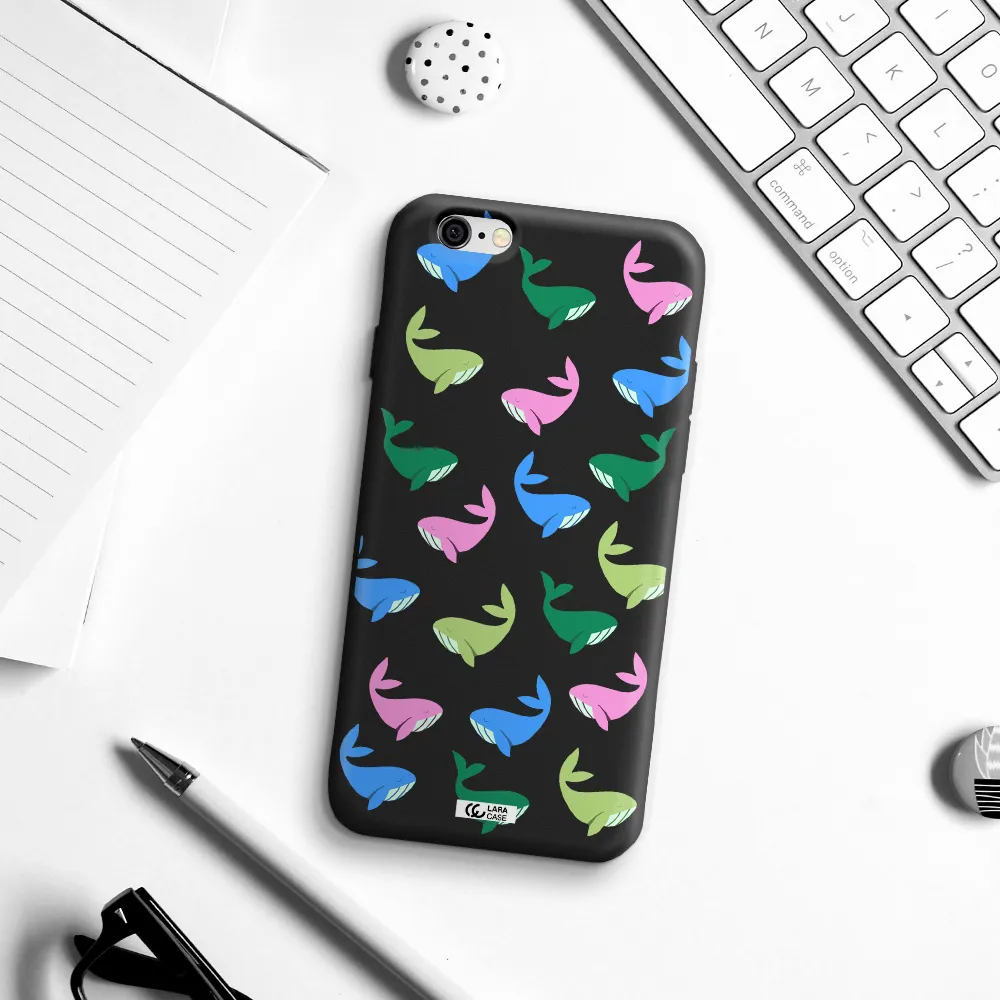 Colorful Whales Apple iPhone 6 Silicone black Case