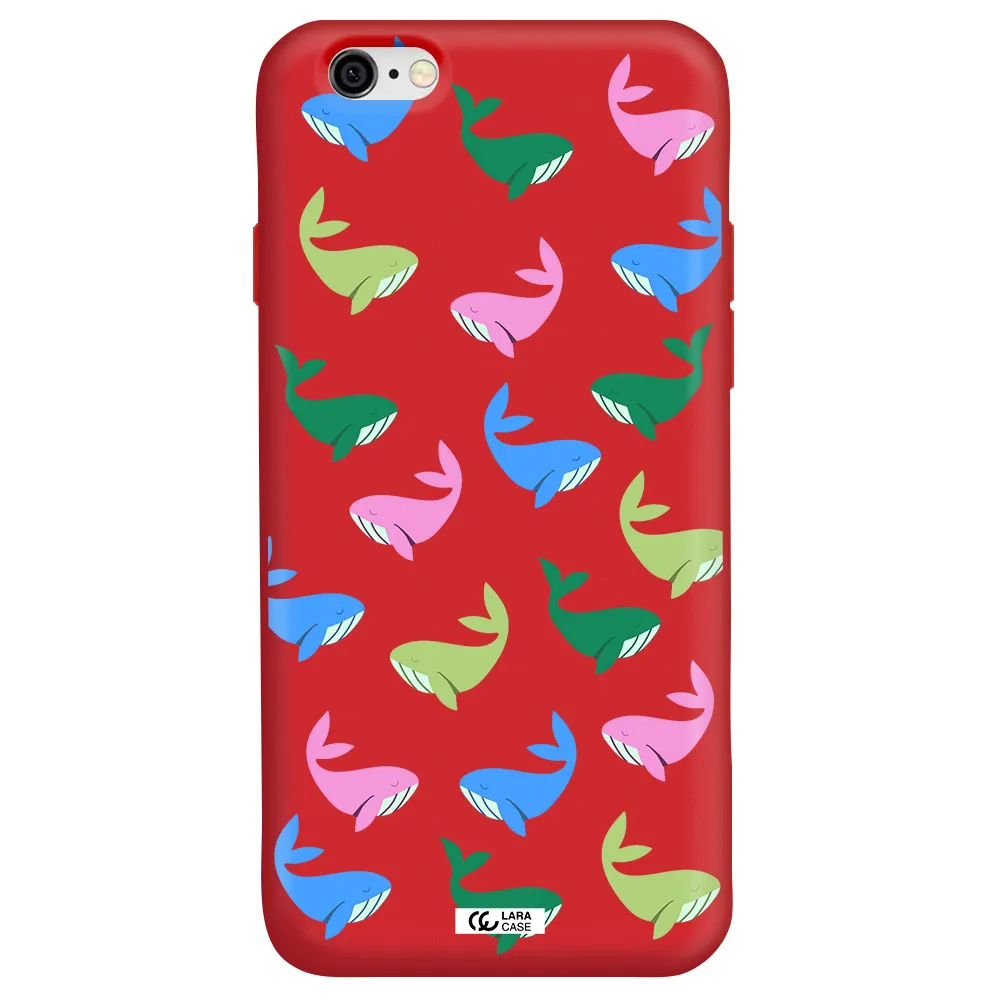 Colorful Whales Apple iPhone 6 Silicone Imperial Red Case