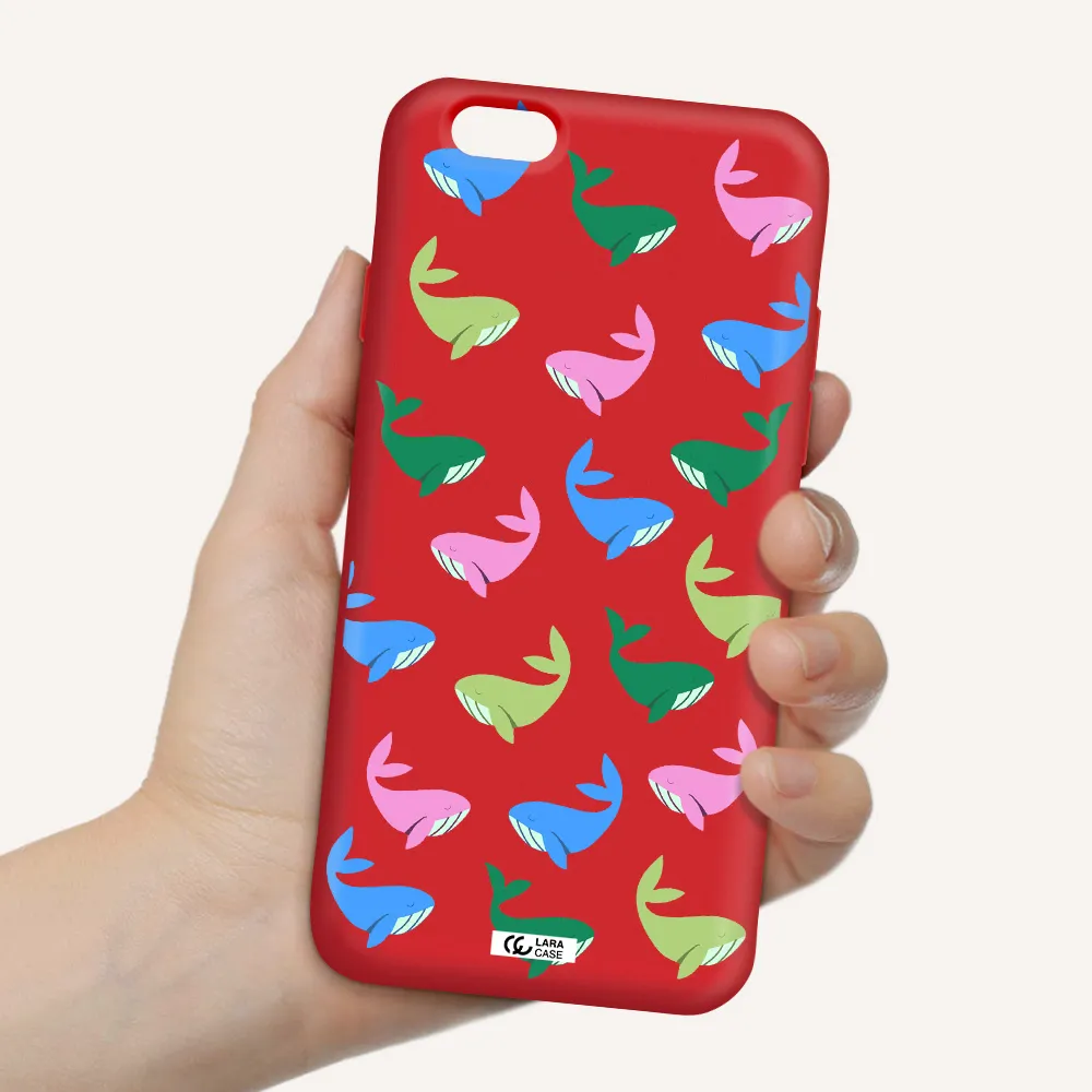 Colorful Whales Apple iPhone 6 Silicone Imperial Red Case