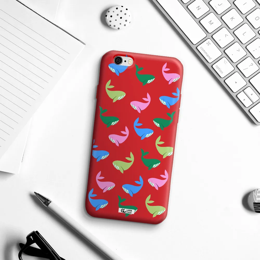 Colorful Whales Apple iPhone 6 Silicone Imperial Red Case
