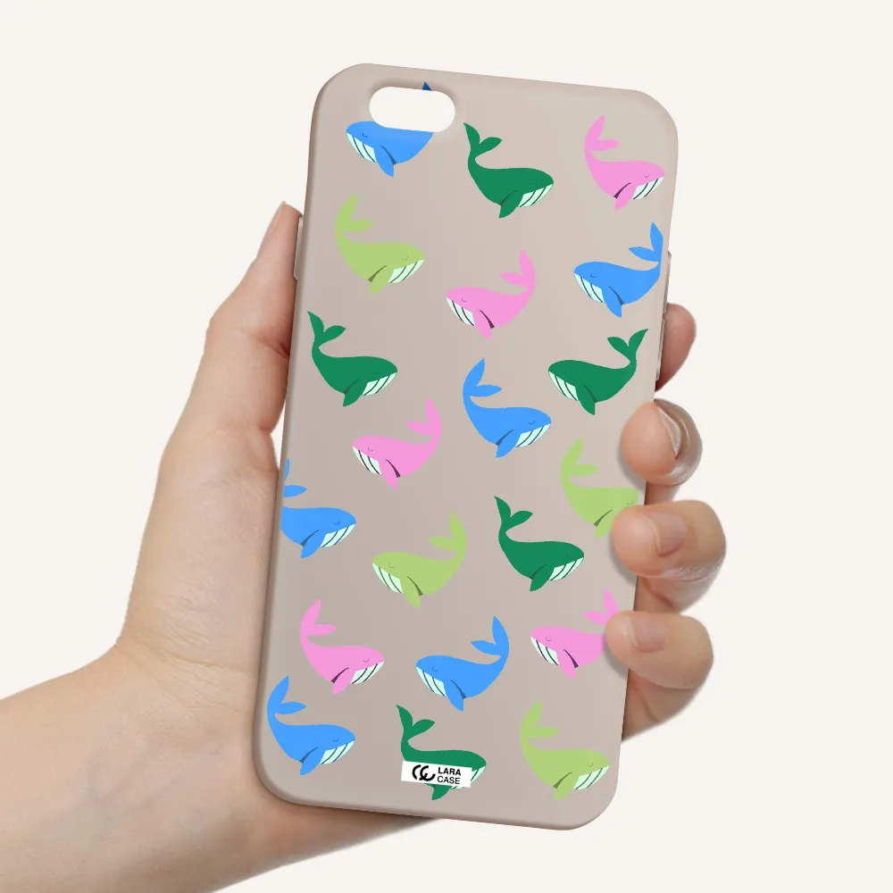 Colorful Whales Apple iPhone 6 Silicone Stone Case