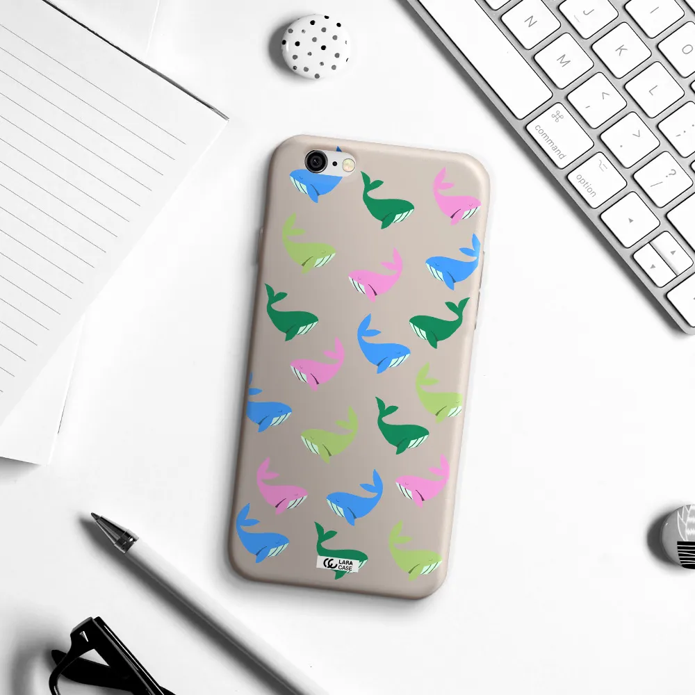 Colorful Whales Apple iPhone 6 Silicone Stone Case