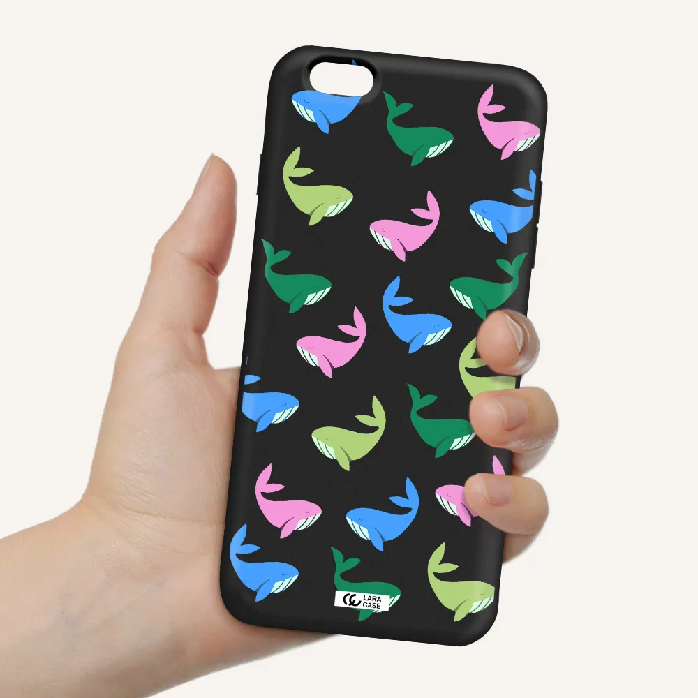 Colorful Whales Apple iPhone 6S Silicone black Case