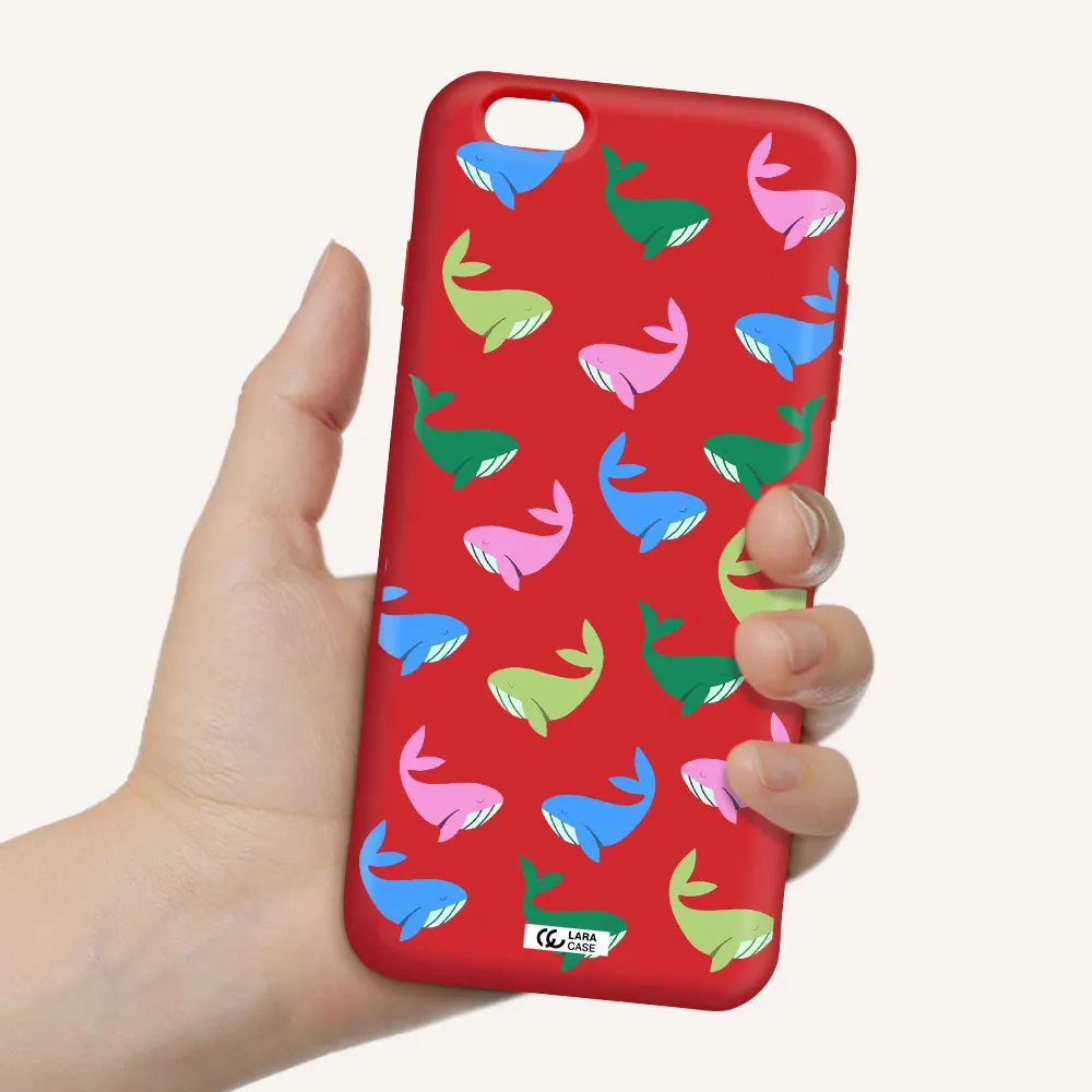 Colorful Whales Apple iPhone 6S Silicone Imperial Red Case