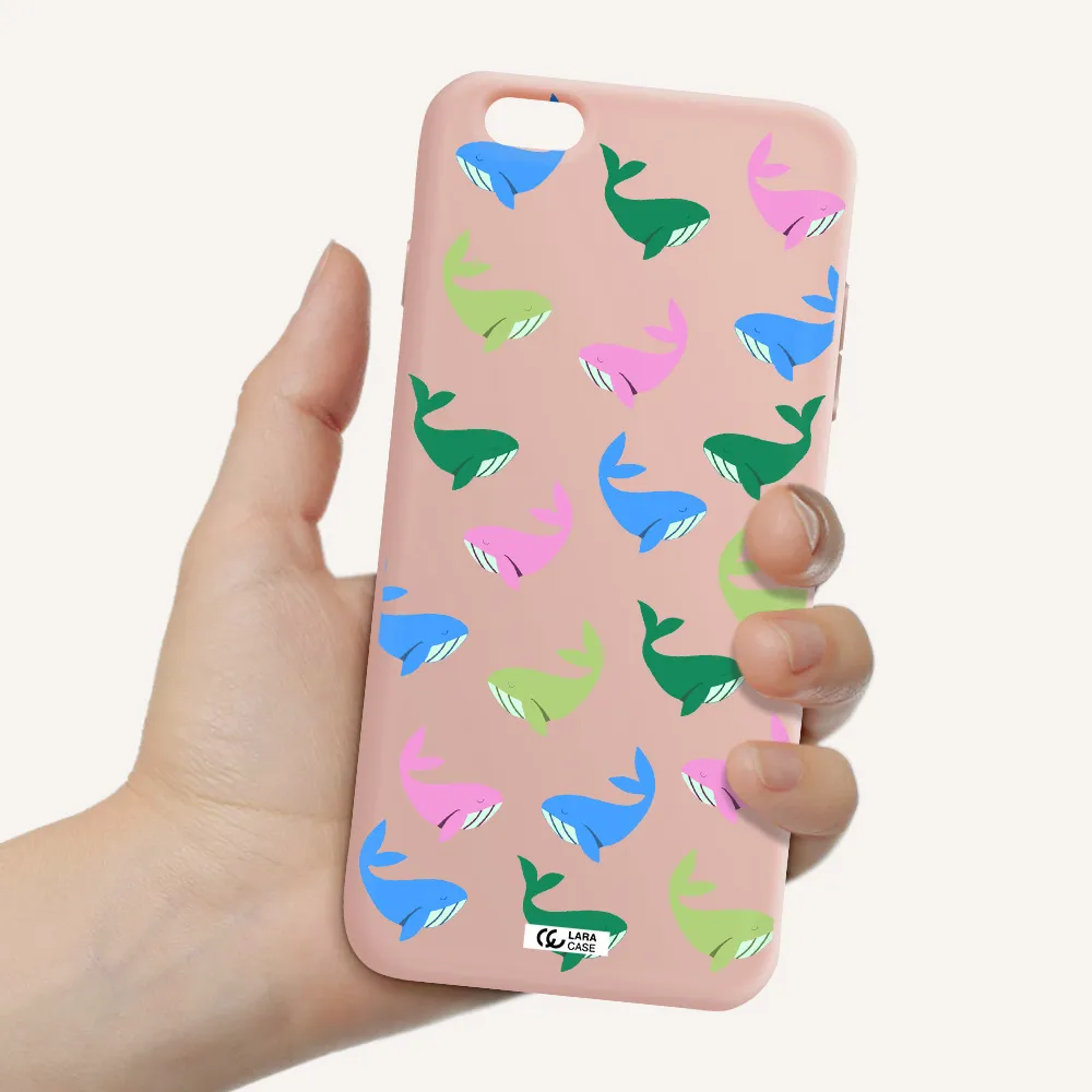 Colorful Whales Apple iPhone 6S Silicone pastel pink Case