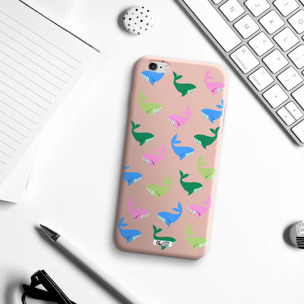 Colorful Whales Apple iPhone 6S Silicone pastel pink Case