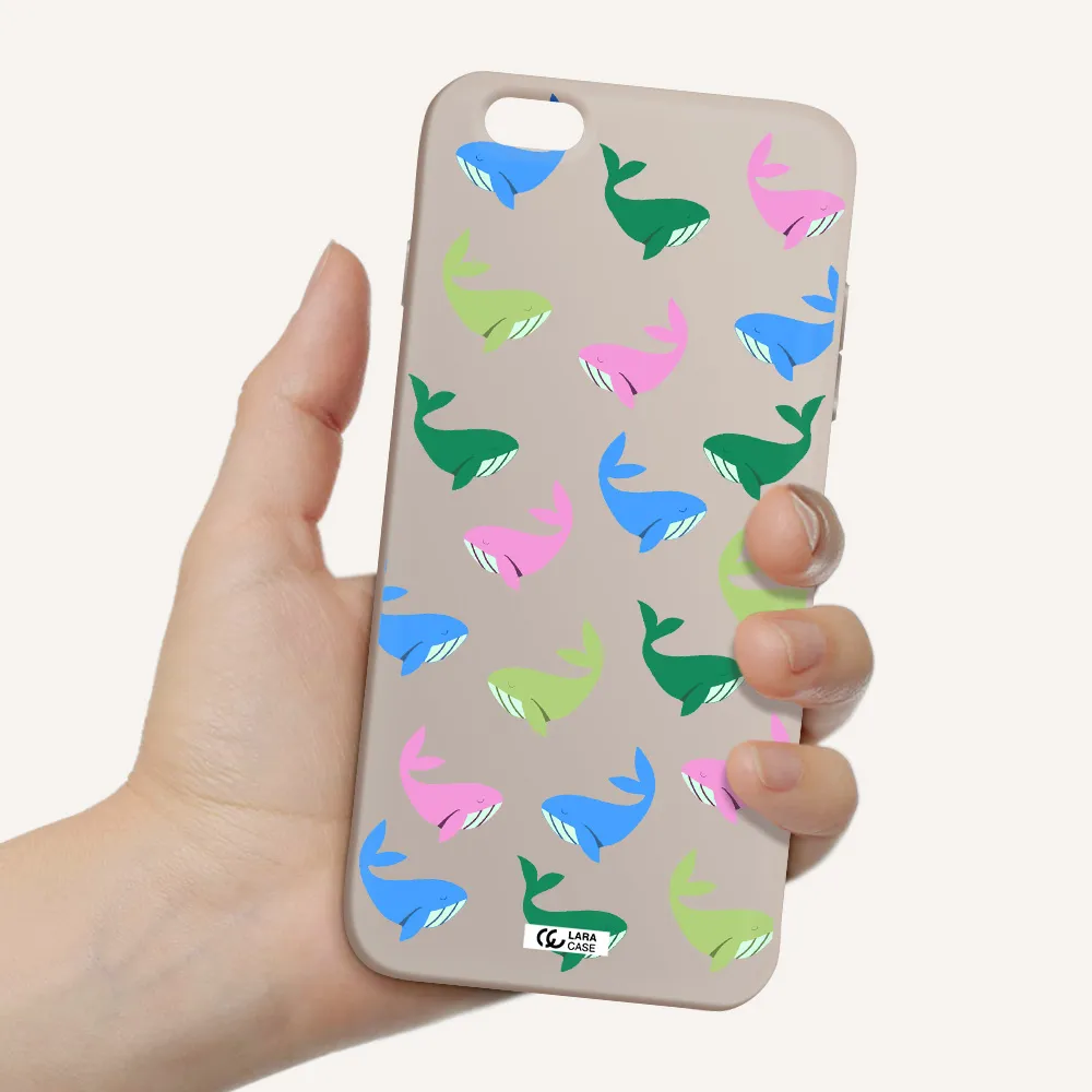 Colorful Whales Apple iPhone 6S Silicone Stone Case