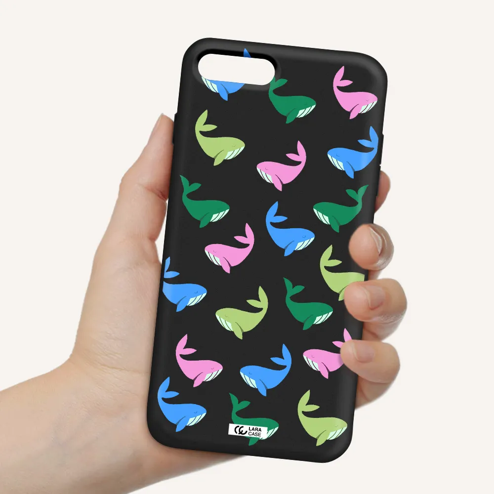 Colorful Whales Apple iPhone 7 plus Silicone black Case
