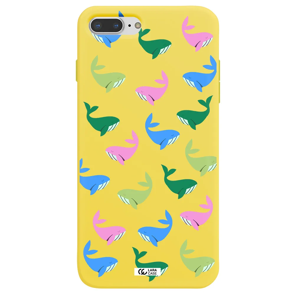 Colorful Whales Apple iPhone 7 plus Silicone canary yellow Case