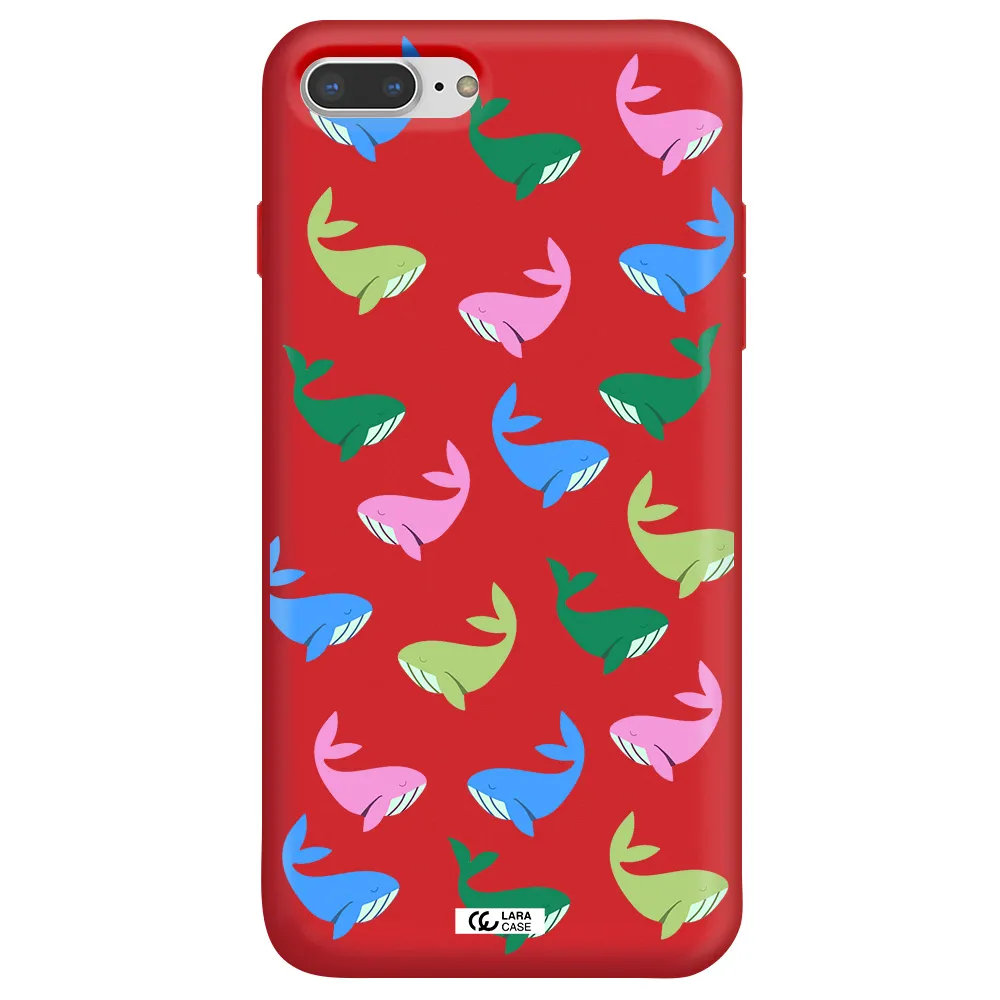 Colorful Whales Apple iPhone 7 plus Silicone Imperial Red Case