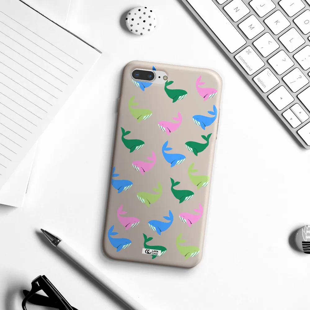 Colorful Whales Apple iPhone 7 plus Silicone Stone Case