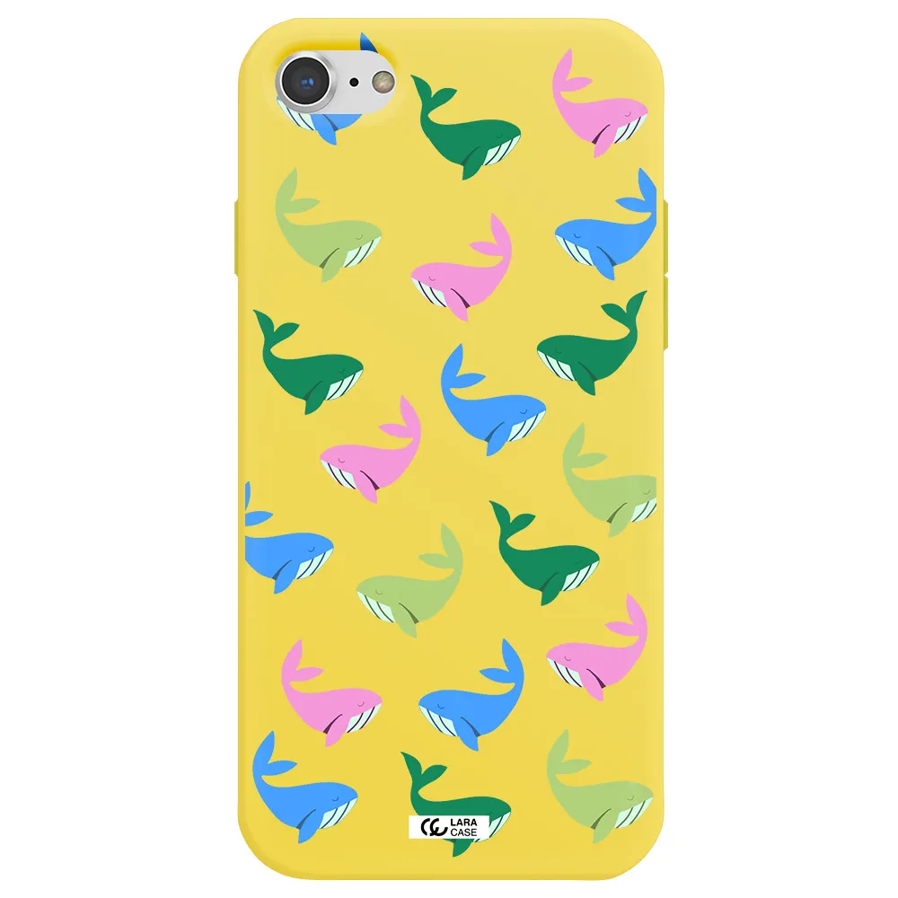 Colorful Whales Apple iPhone 7 Silicone canary yellow Case