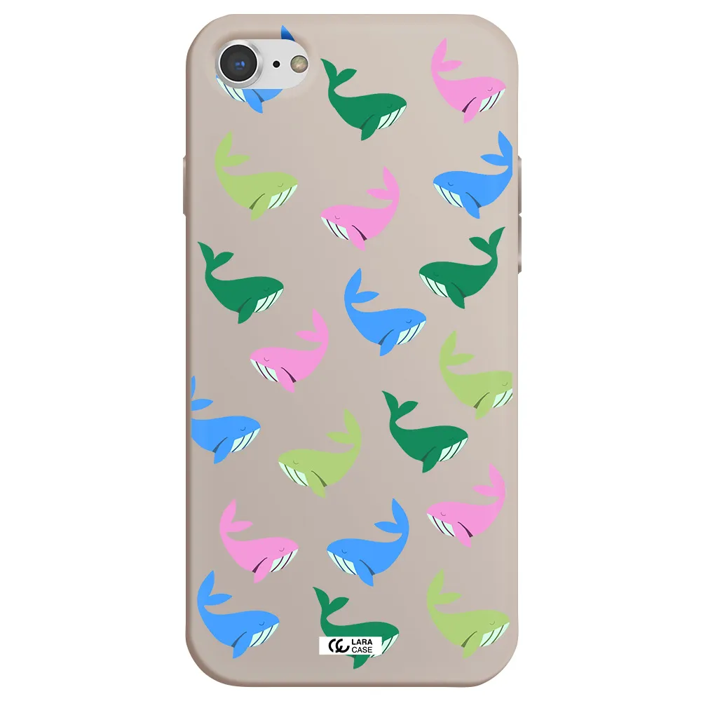 Colorful Whales Apple iPhone 7 Silicone Stone Case
