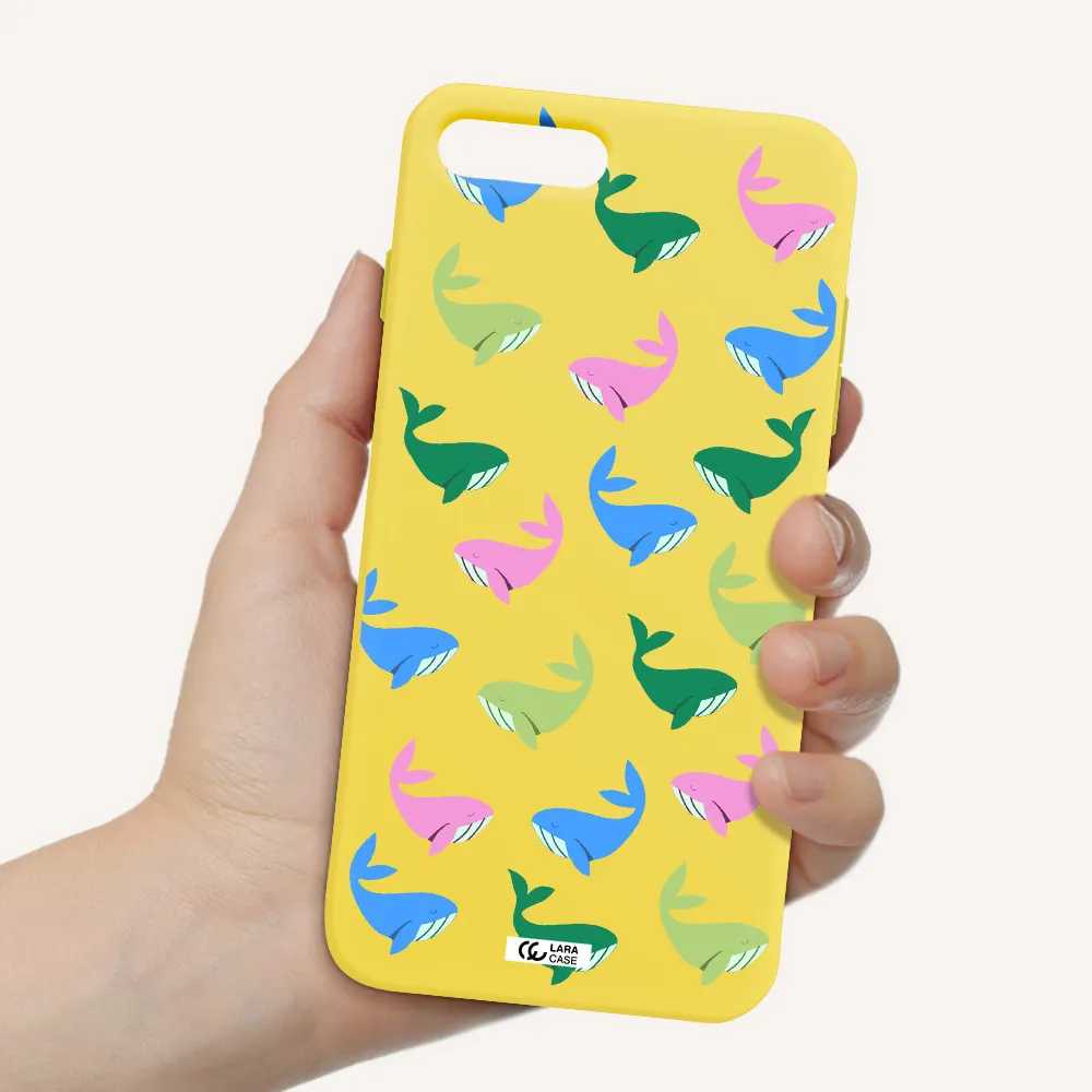 Colorful Whales Apple iPhone 8 plus Silicone canary yellow Case