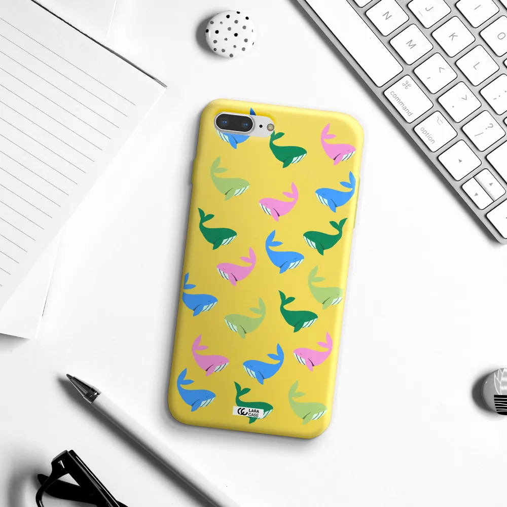 Colorful Whales Apple iPhone 8 plus Silicone canary yellow Case