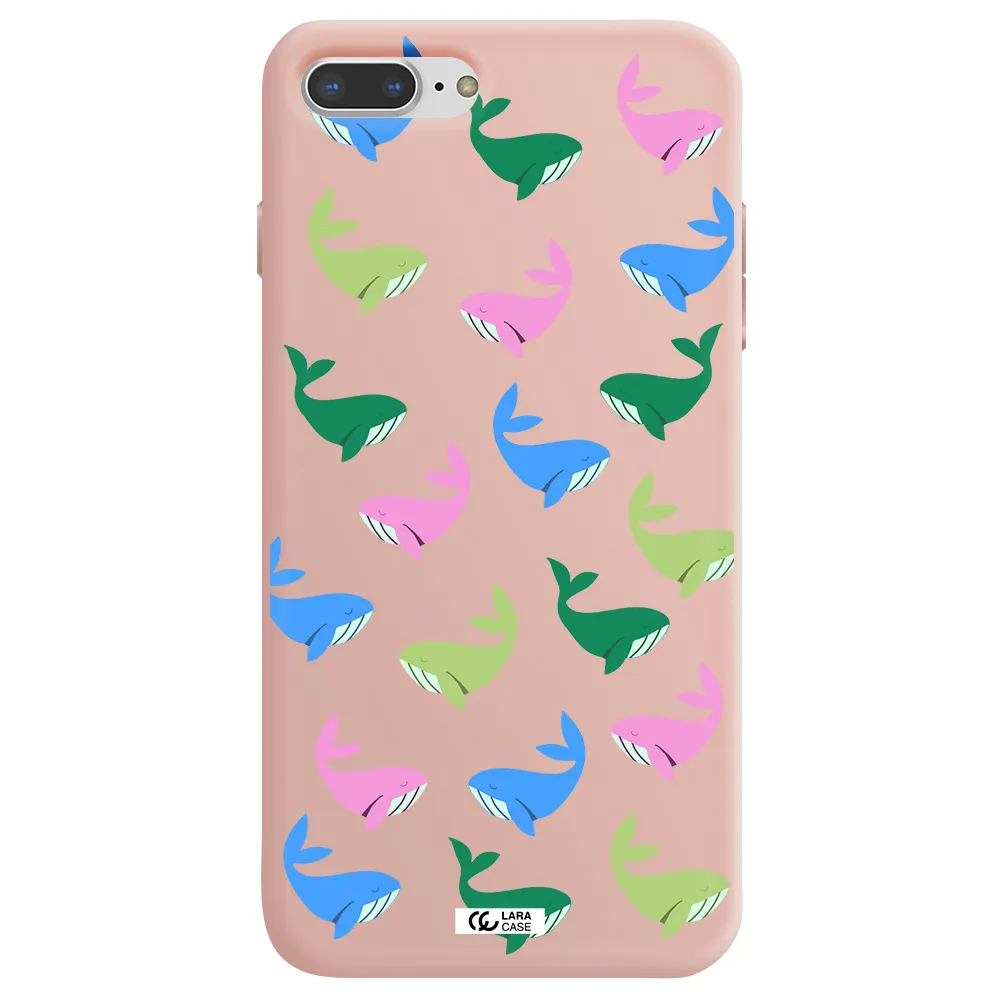 Colorful Whales Apple iPhone 8 plus Silicone pastel pink Case