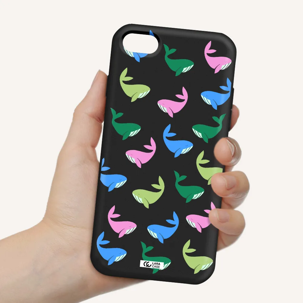 Colorful Whales Apple iPhone 8 Silicone black Case
