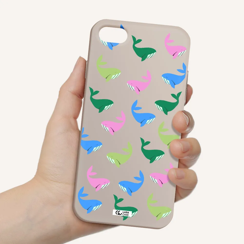 Colorful Whales Apple iPhone 8 Silicone Stone Case